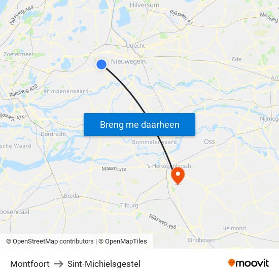 Montfoort to Sint-Michielsgestel map