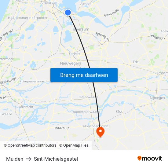 Muiden to Sint-Michielsgestel map