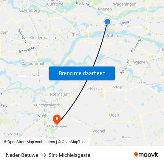 Neder-Betuwe to Sint-Michielsgestel map