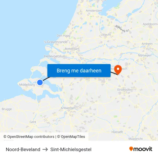 Noord-Beveland to Sint-Michielsgestel map