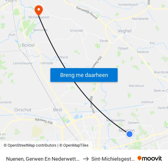 Nuenen, Gerwen En Nederwetten to Sint-Michielsgestel map