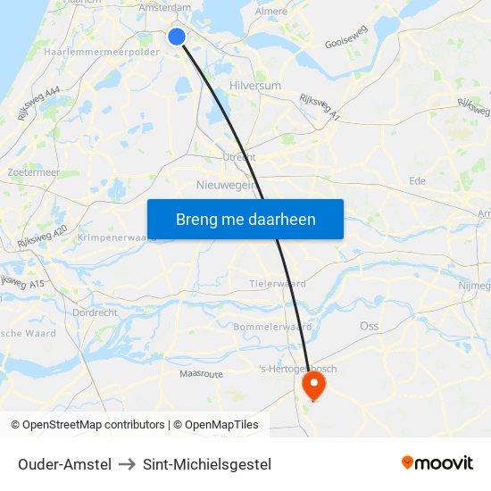 Ouder-Amstel to Sint-Michielsgestel map