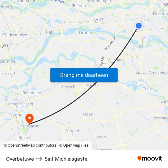 Overbetuwe to Sint-Michielsgestel map