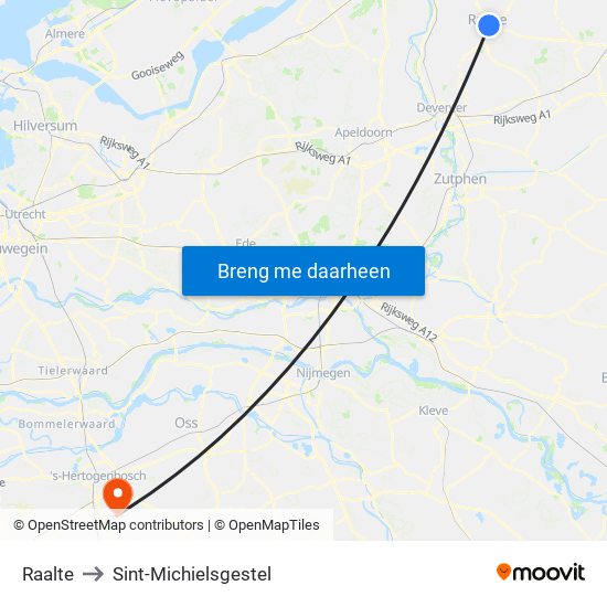 Raalte to Sint-Michielsgestel map