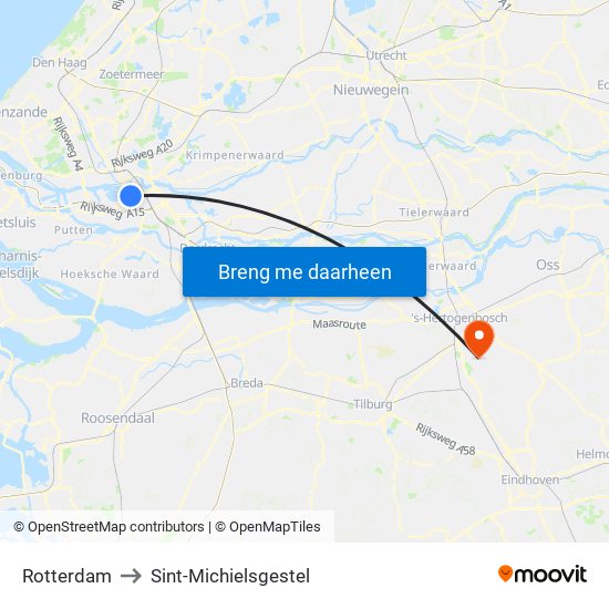 Rotterdam to Sint-Michielsgestel map