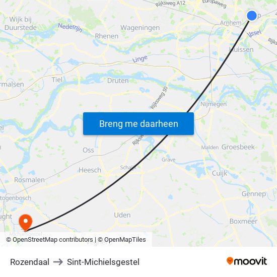 Rozendaal to Sint-Michielsgestel map