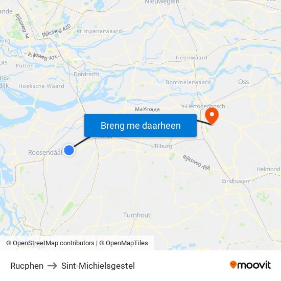Rucphen to Sint-Michielsgestel map