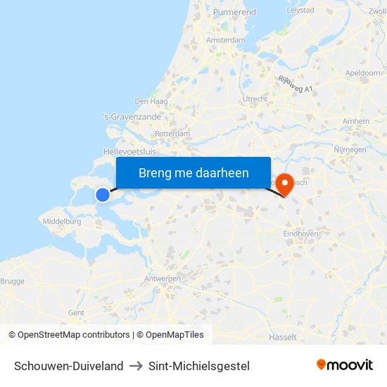 Schouwen-Duiveland to Sint-Michielsgestel map