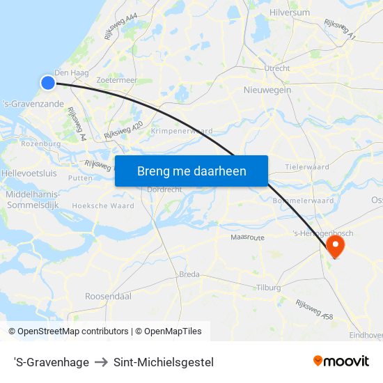 'S-Gravenhage to Sint-Michielsgestel map
