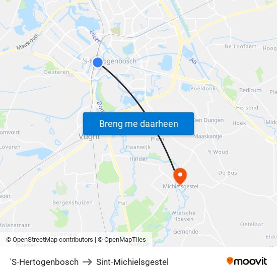 'S-Hertogenbosch to Sint-Michielsgestel map