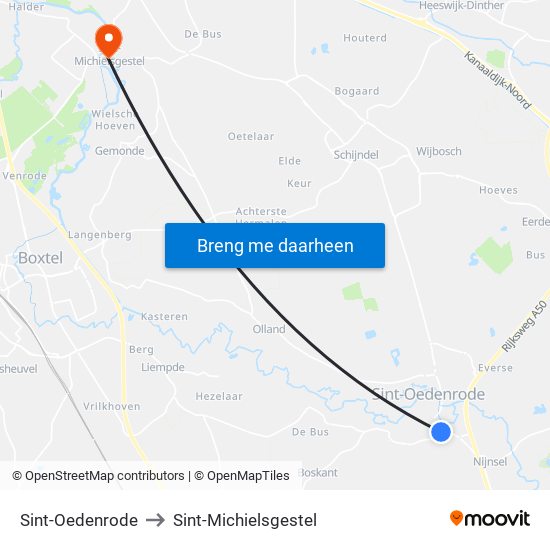 Sint-Oedenrode to Sint-Michielsgestel map