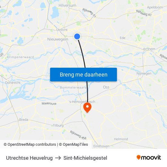 Utrechtse Heuvelrug to Sint-Michielsgestel map