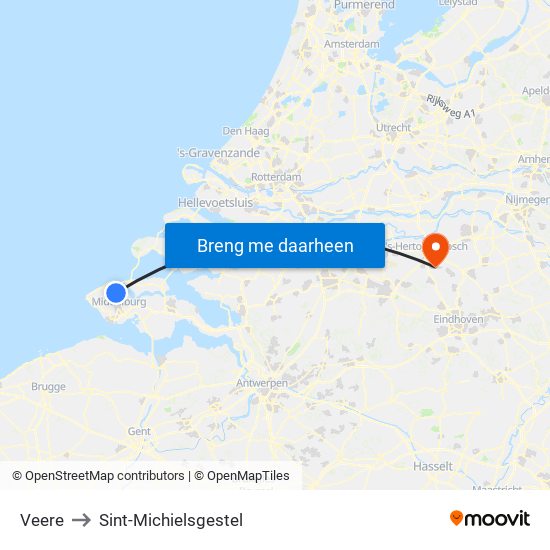 Veere to Sint-Michielsgestel map