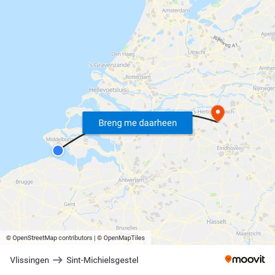 Vlissingen to Sint-Michielsgestel map