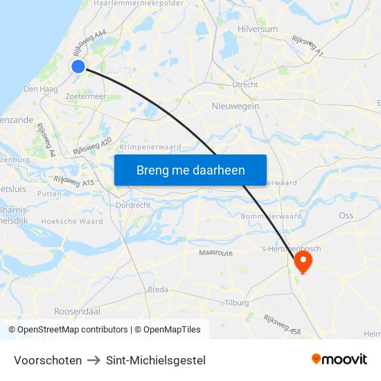 Voorschoten to Sint-Michielsgestel map
