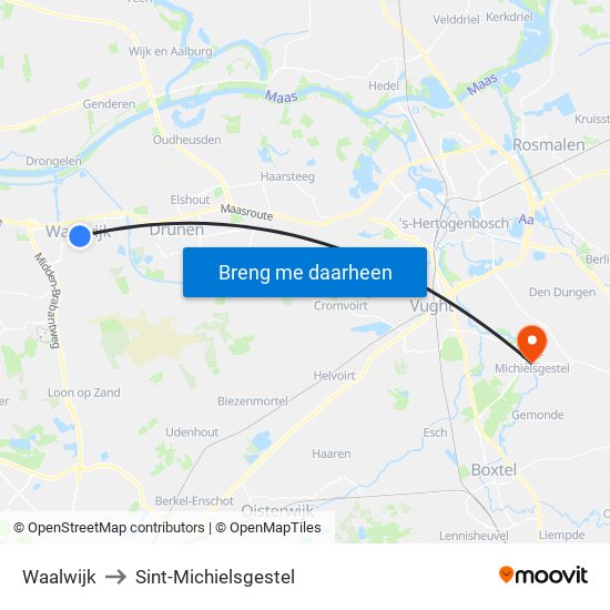 Waalwijk to Sint-Michielsgestel map