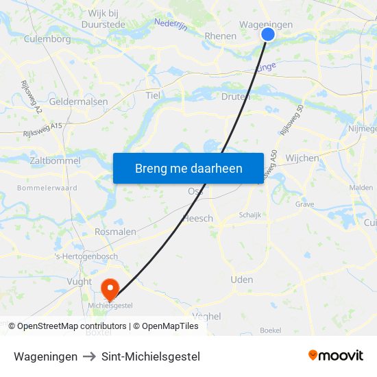 Wageningen to Sint-Michielsgestel map