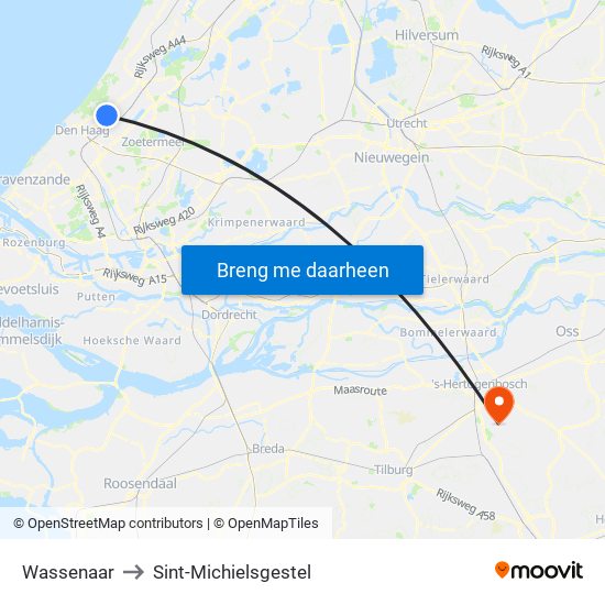 Wassenaar to Sint-Michielsgestel map