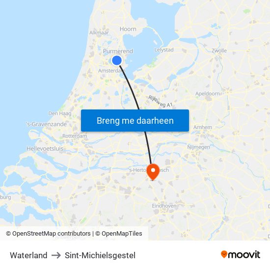 Waterland to Sint-Michielsgestel map