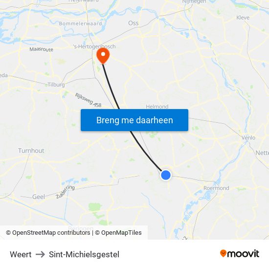 Weert to Sint-Michielsgestel map