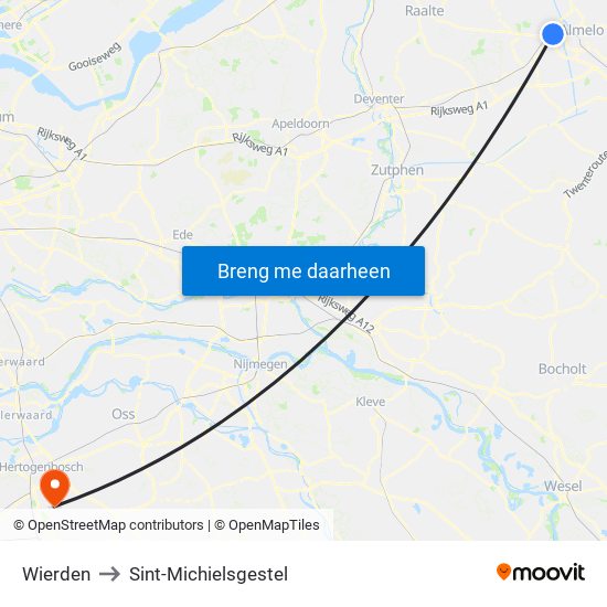 Wierden to Sint-Michielsgestel map