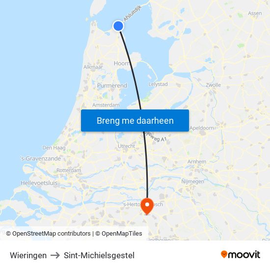 Wieringen to Sint-Michielsgestel map