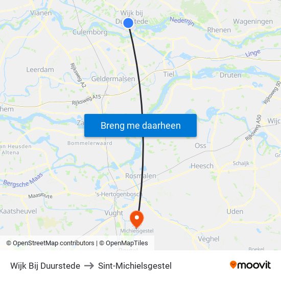 Wijk Bij Duurstede to Sint-Michielsgestel map