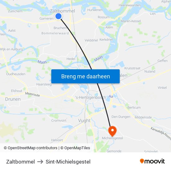 Zaltbommel to Sint-Michielsgestel map