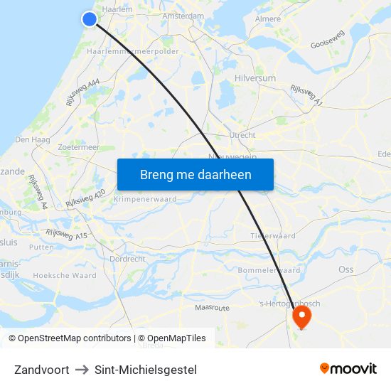 Zandvoort to Sint-Michielsgestel map