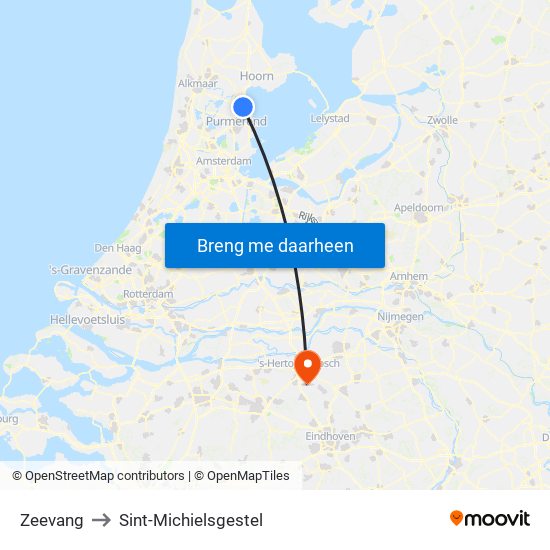 Zeevang to Sint-Michielsgestel map