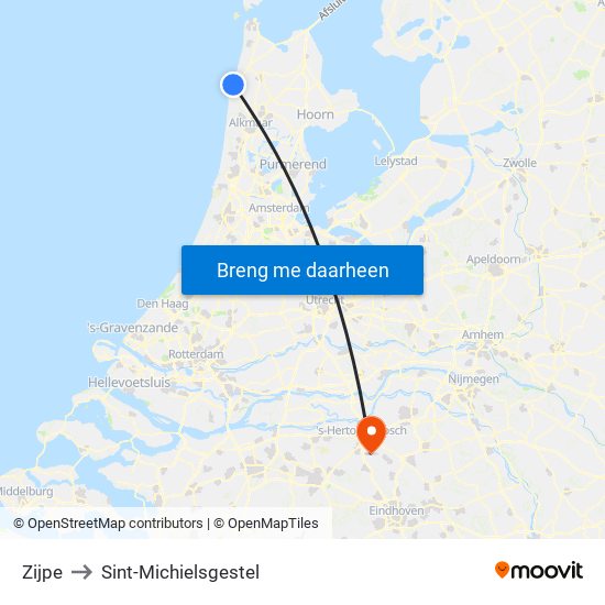 Zijpe to Sint-Michielsgestel map