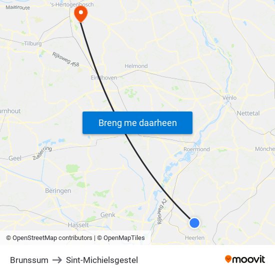 Brunssum to Sint-Michielsgestel map