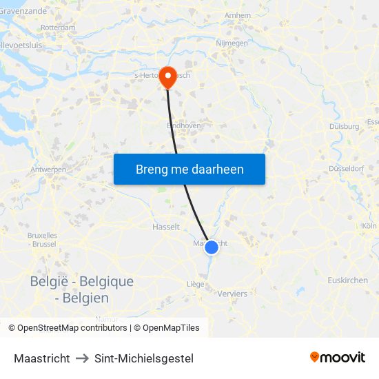 Maastricht to Sint-Michielsgestel map