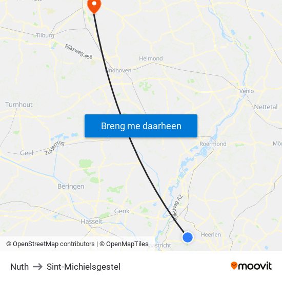 Nuth to Sint-Michielsgestel map