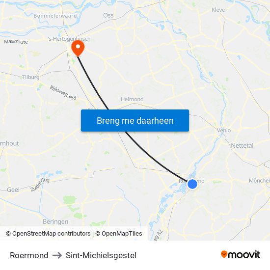 Roermond to Sint-Michielsgestel map