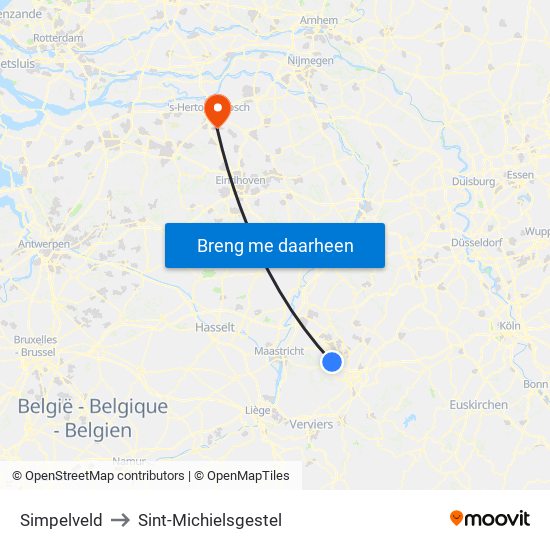 Simpelveld to Sint-Michielsgestel map