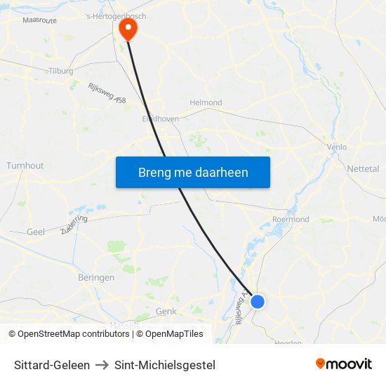 Sittard-Geleen to Sint-Michielsgestel map