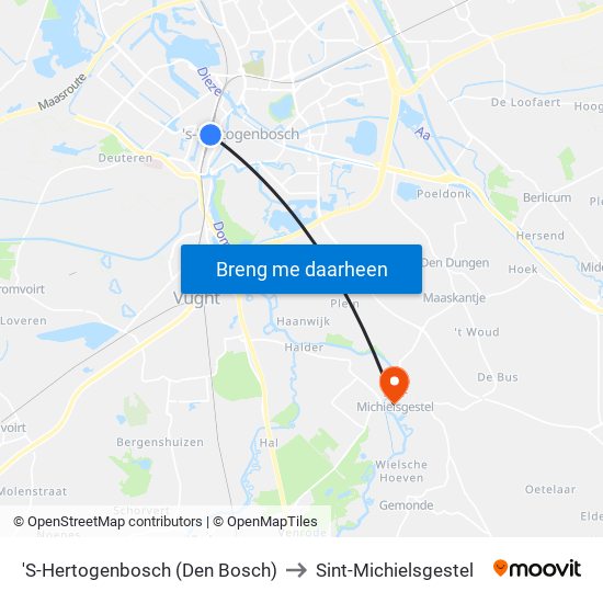'S-Hertogenbosch (Den Bosch) to Sint-Michielsgestel map
