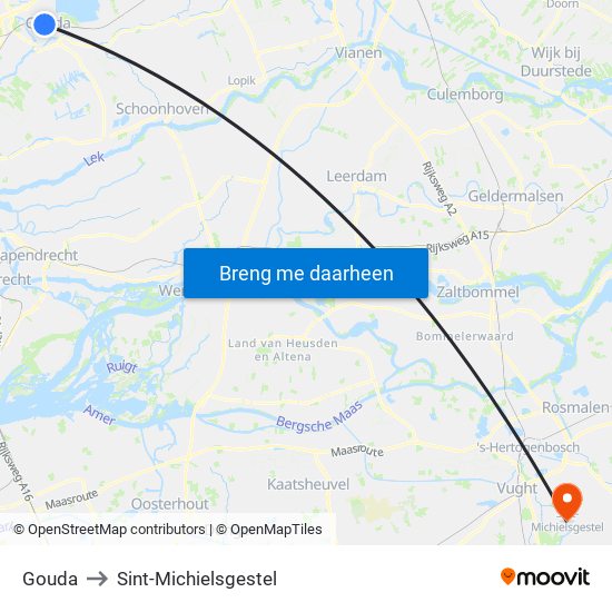 Gouda to Sint-Michielsgestel map