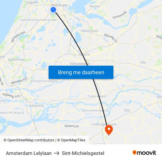 Amsterdam Lelylaan to Sint-Michielsgestel map