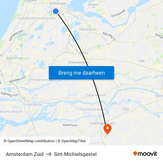 Amsterdam Zuid to Sint-Michielsgestel map