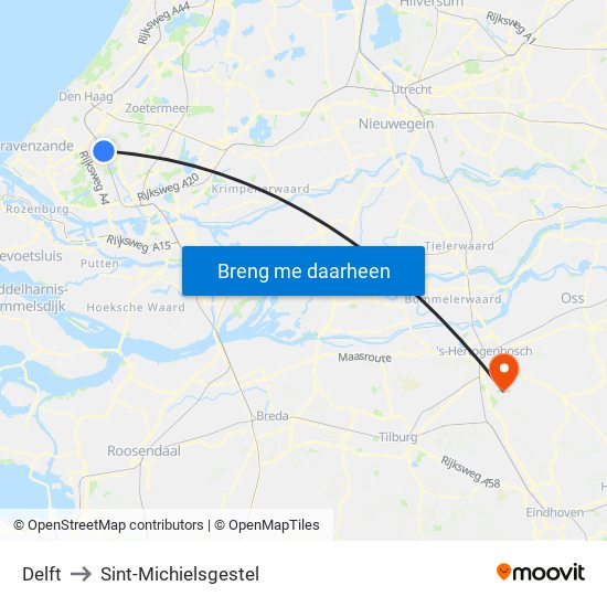 Delft to Sint-Michielsgestel map