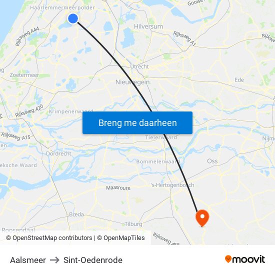 Aalsmeer to Sint-Oedenrode map