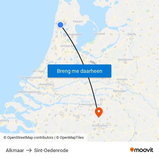 Alkmaar to Sint-Oedenrode map