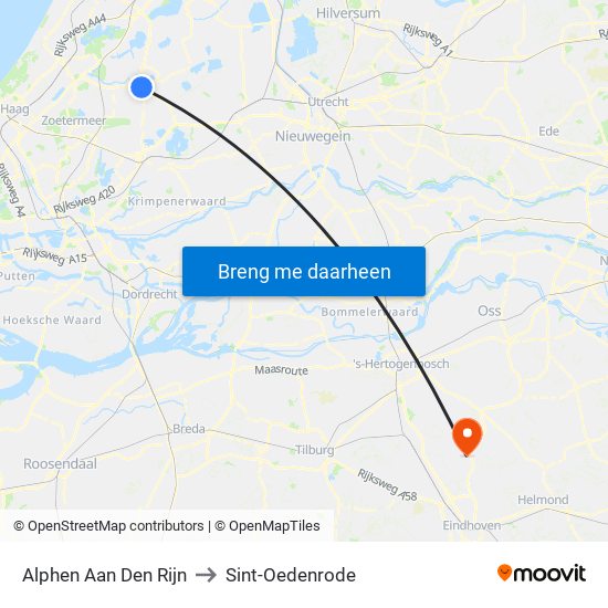 Alphen Aan Den Rijn to Sint-Oedenrode map