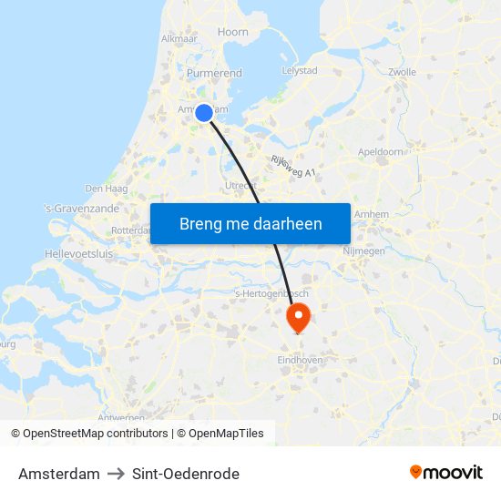 Amsterdam to Sint-Oedenrode map