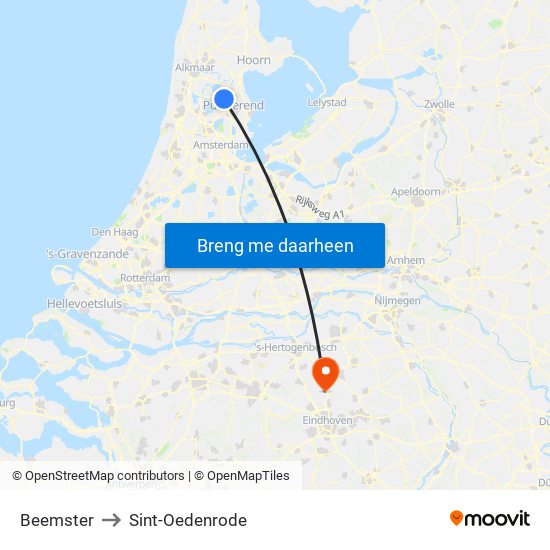 Beemster to Sint-Oedenrode map