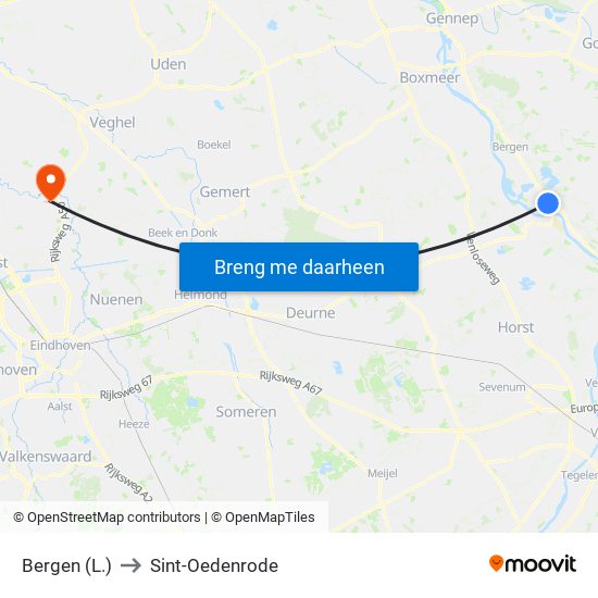 Bergen (L.) to Sint-Oedenrode map