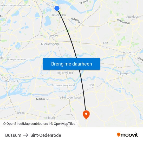 Bussum to Sint-Oedenrode map