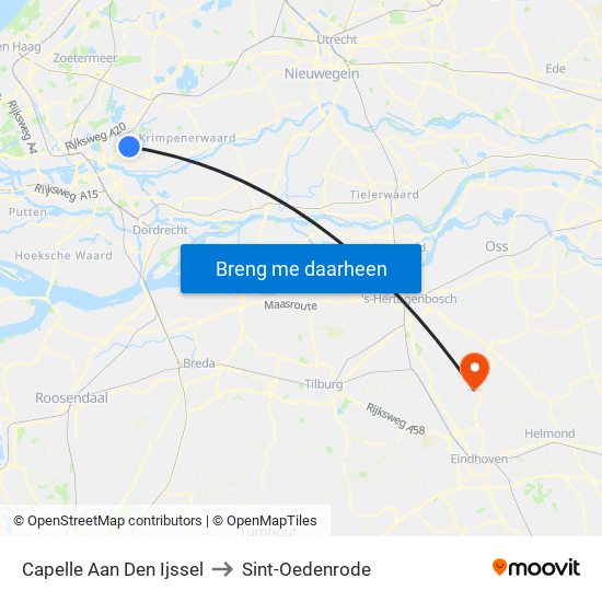 Capelle Aan Den Ijssel to Sint-Oedenrode map